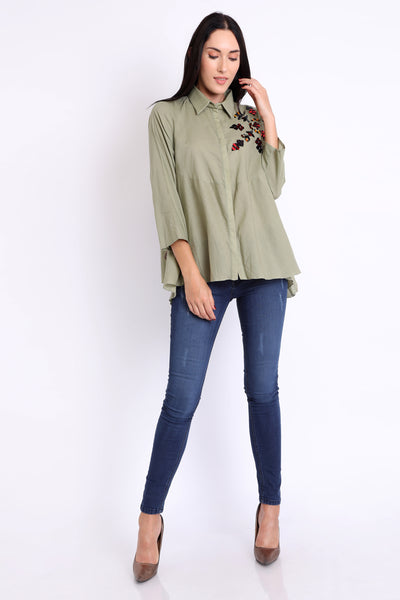 Kedia Style shirt with mirror work