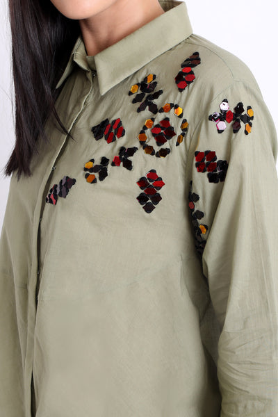 Kedia Style shirt with mirror work